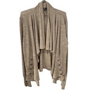 Smash Open Front Cardigan Sweater Women Large Long Sleeve Tan Neutral Cozy Knit